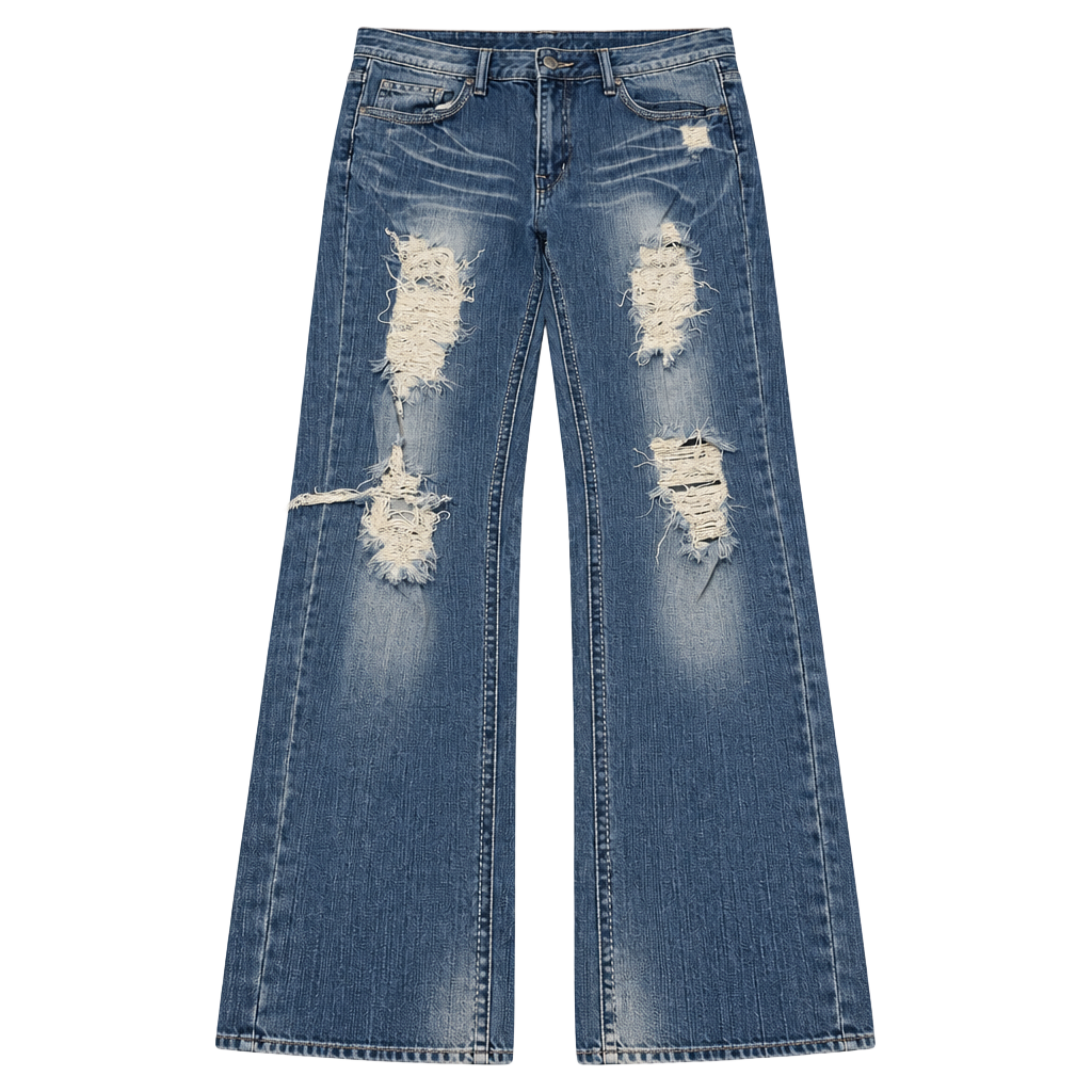 Machine Jeans Distressed Blue Denim Jeans. 0006 1