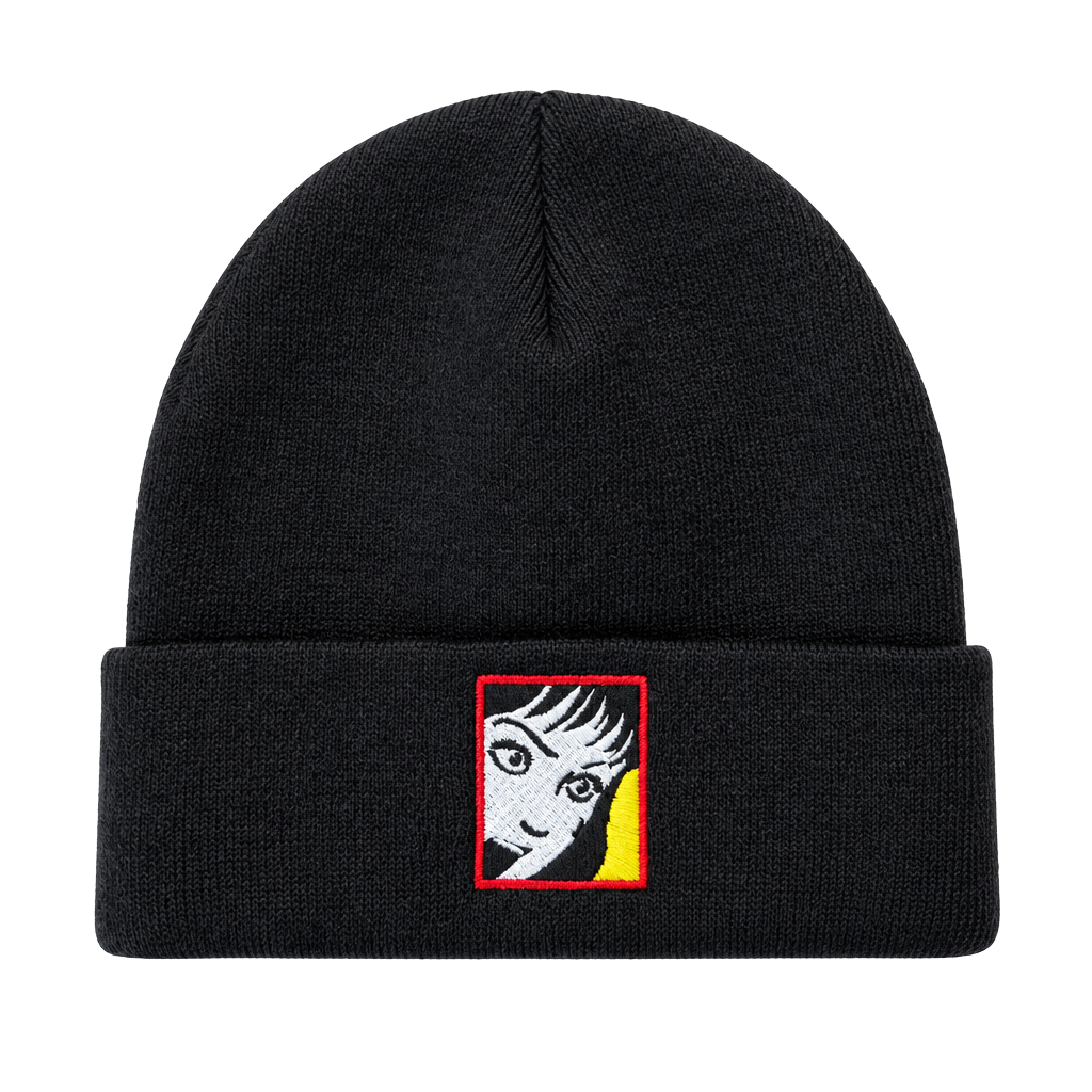 Junji Ito Collection Embroidered Patch Beanie Black NWOT 1