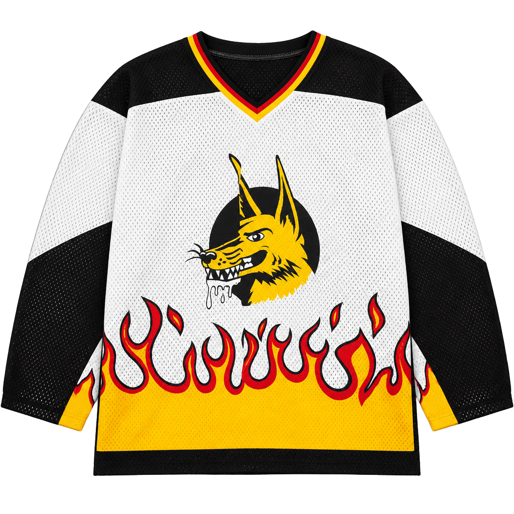 Quadra Sportwear Hockey Jersey Size XL Flame Wolf Graphic 1