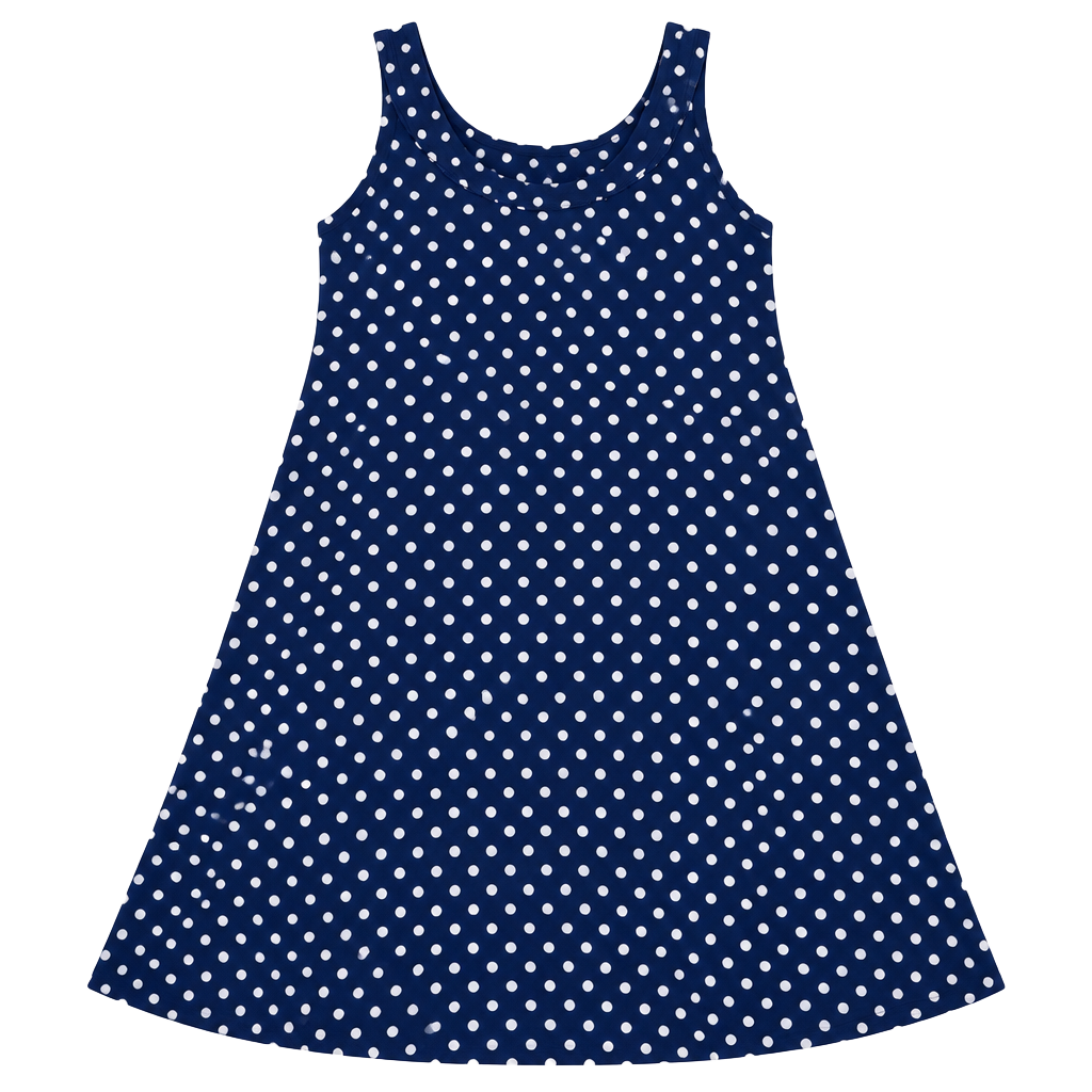 Unbranded Polka Dot Mini Dress Navy Blue White Sleeveless 1