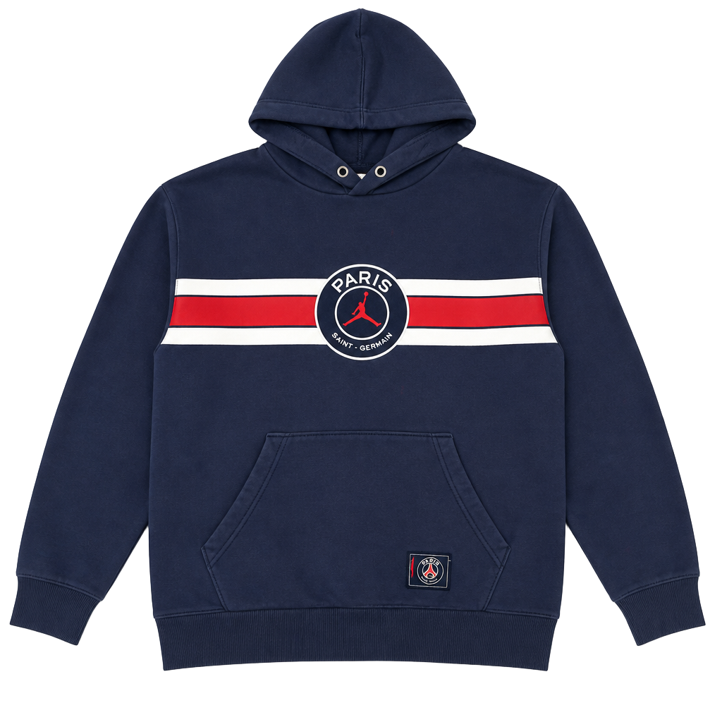 Jordan x Paris Saint-Germain PSG Big Logo Men's Fleece Pullover Hoodie 1