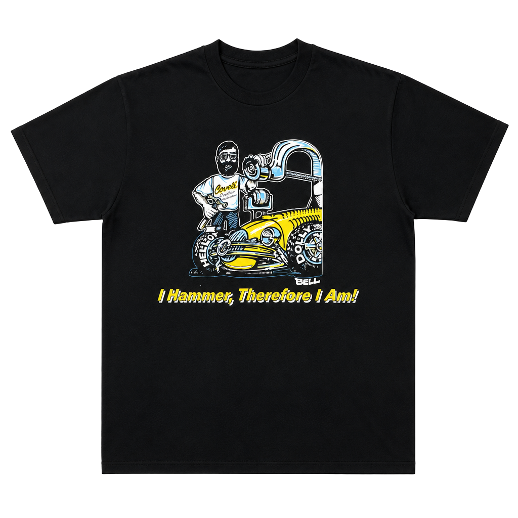Jerzees High Cotton Vintage Covell Creative Metalworking I Hammer Therefore I Am Hot Rod T-Shirt Black L 1