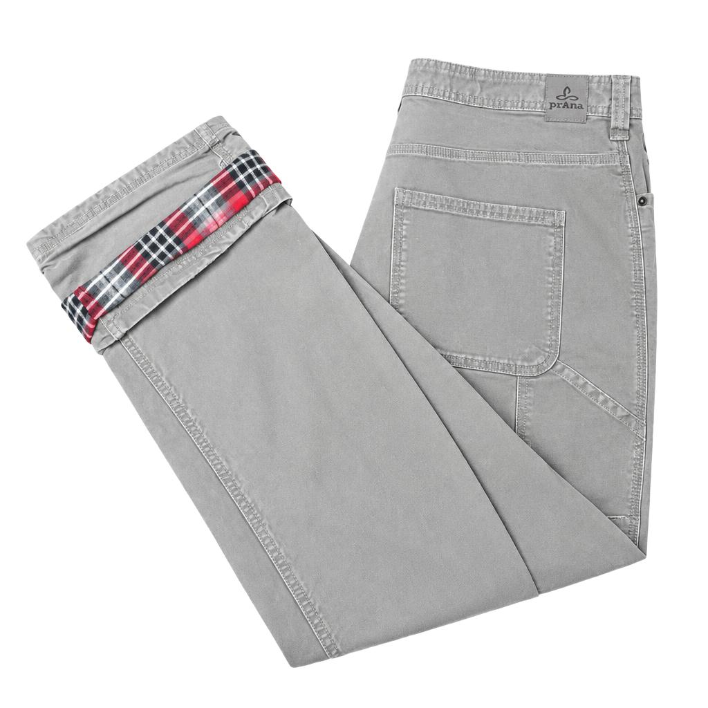 Prana Lined Pants Size 40W x 32L Gray Flannel Plaid 1