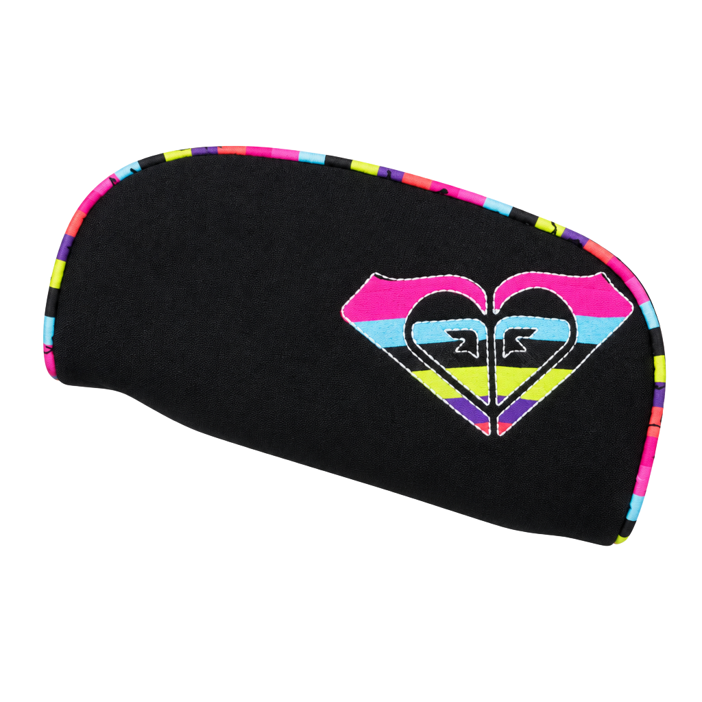 Roxy Multi Color Striped Heart Logo Cosmetic Pouch Black 1