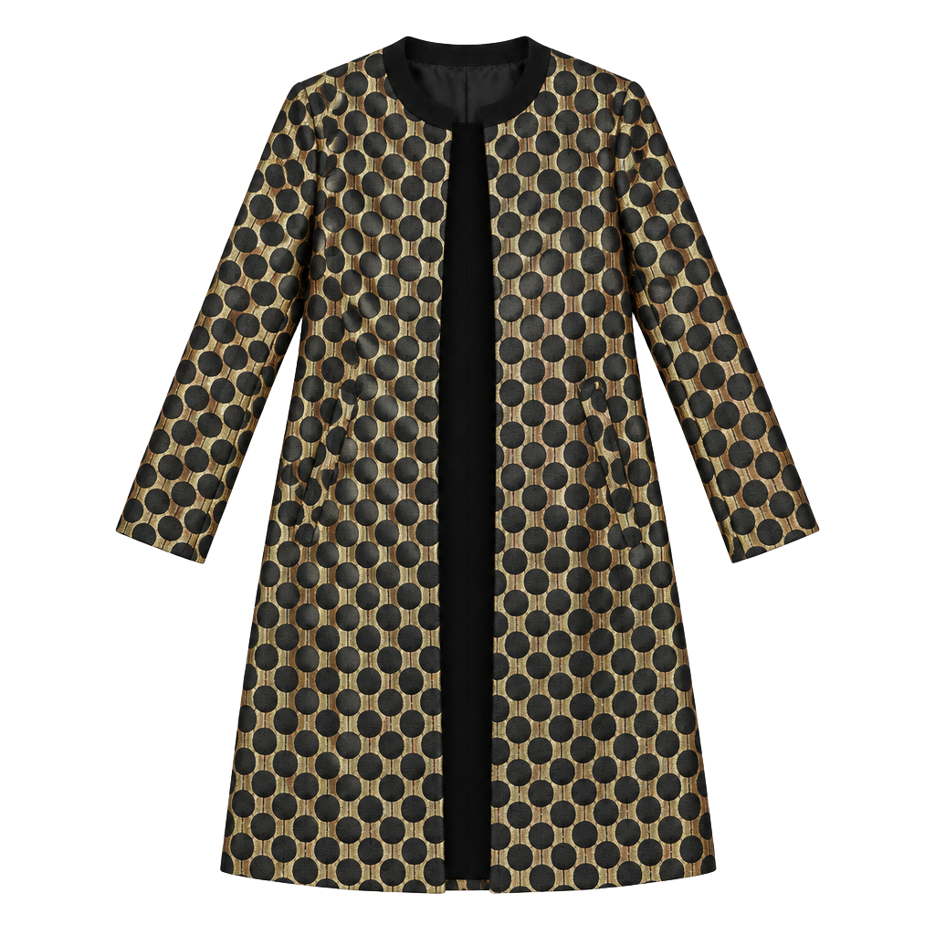 Black Label by Chico's Black Gold Polka Dot Evening Coat Size 2 1