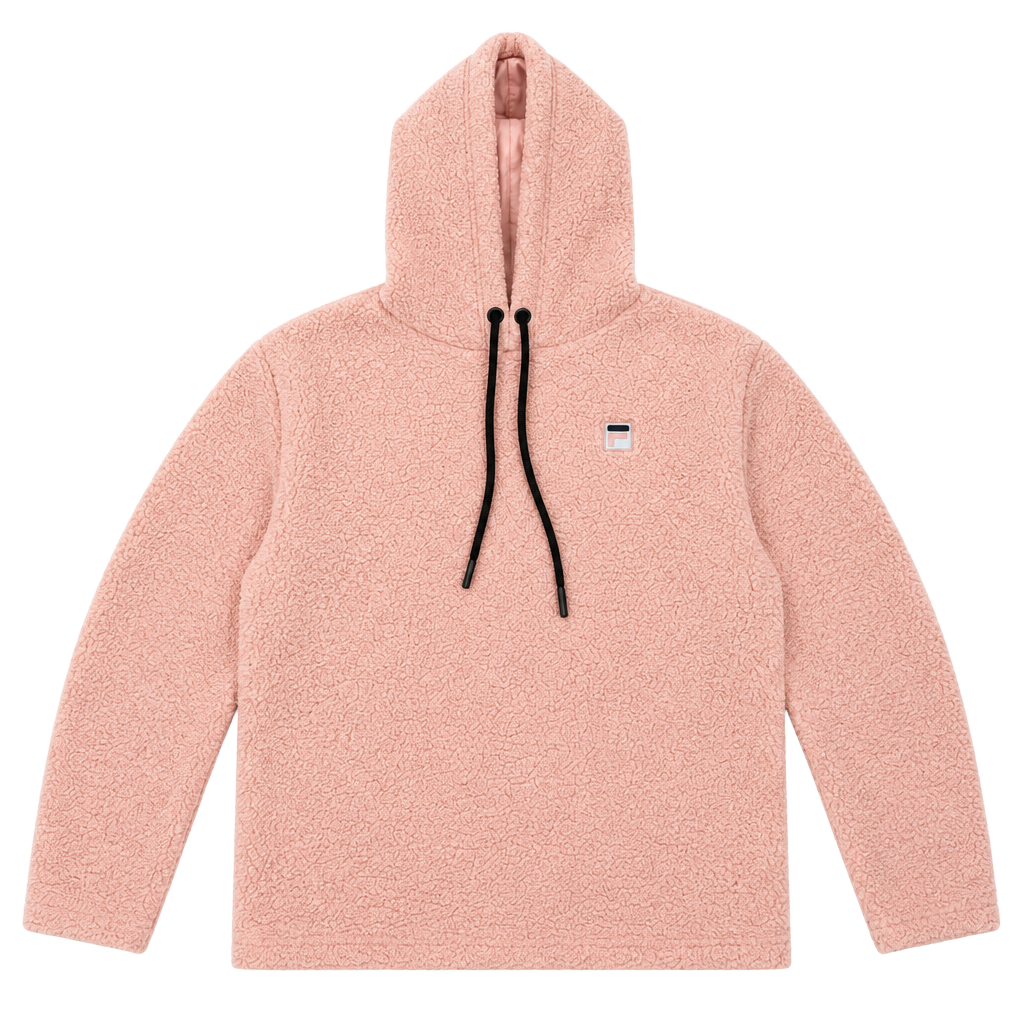 Fila Josephine Sherpa Hoodie Size S Pink Drawstring Fleece Pullover 1