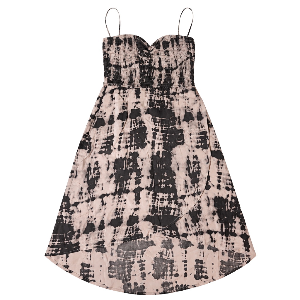 Volcom Tie Dye Smocked Maxi Dress Size XS Black Pink 1