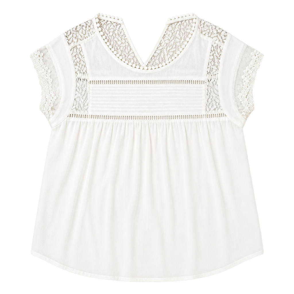 Daniel Rainn Lace Cap Sleeve Blouse Size XS White Tie Back 1