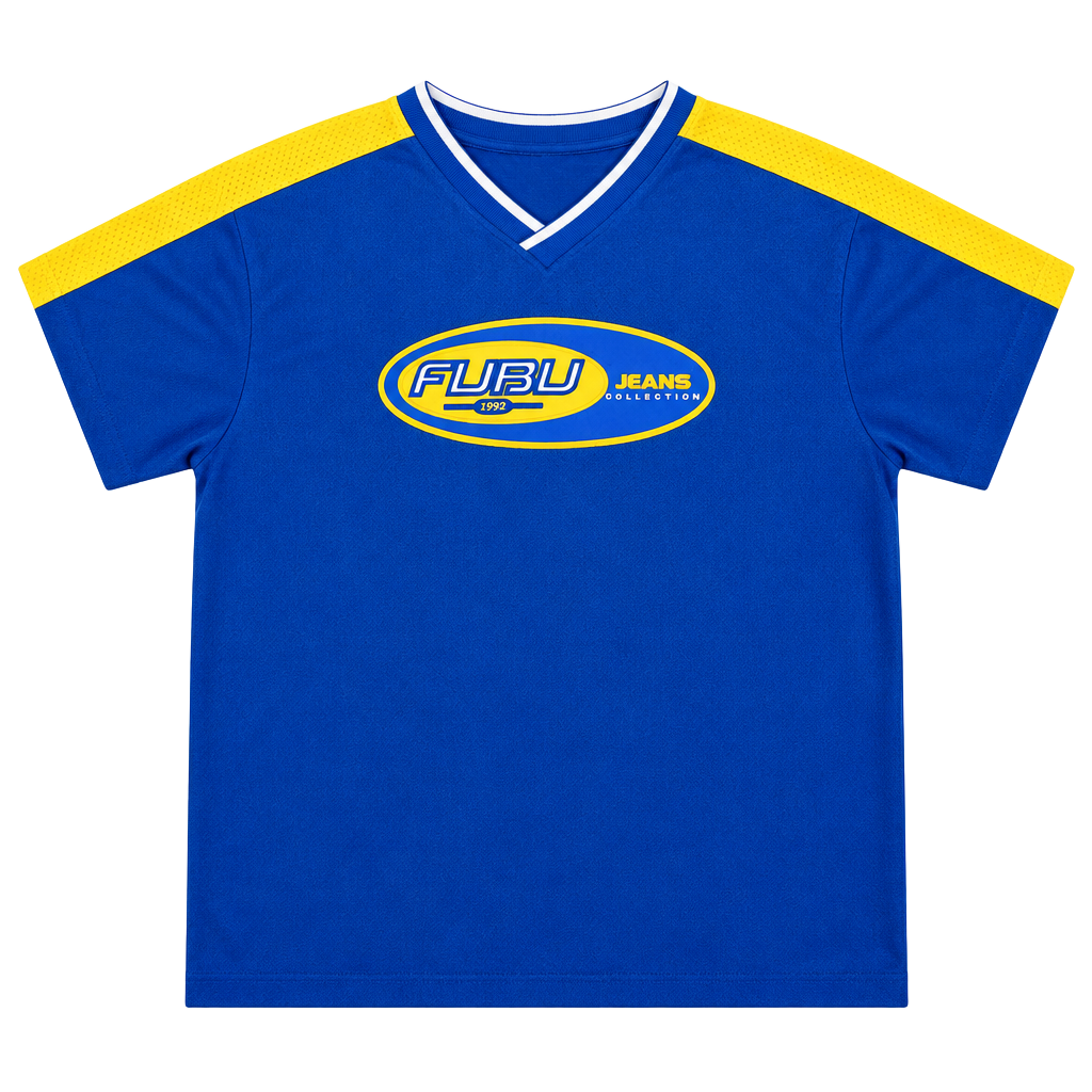 Vtg FUBU Jeans Collection Jersey Size XL 1992 Blue Yellow 1