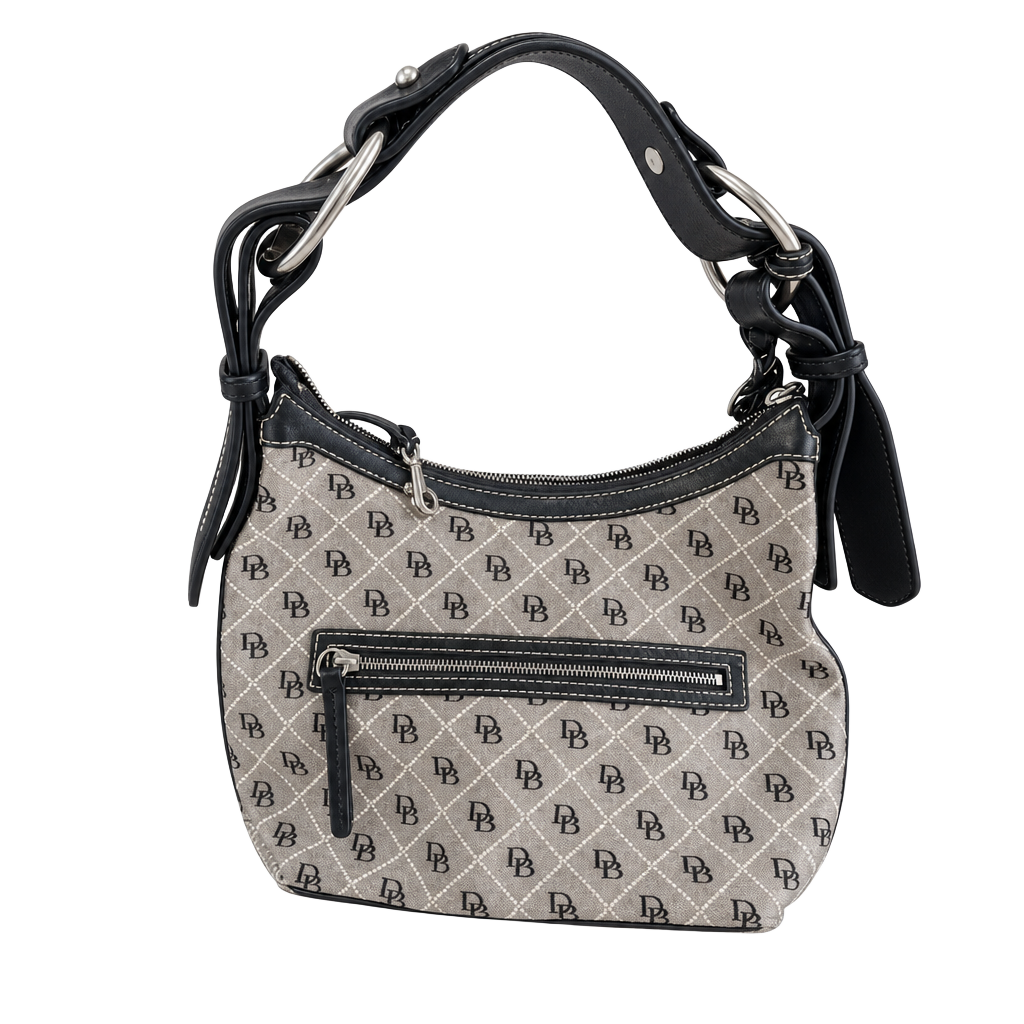Dooney & Bourke Vintage Signature Quilted Fabric Hobo Bag 1