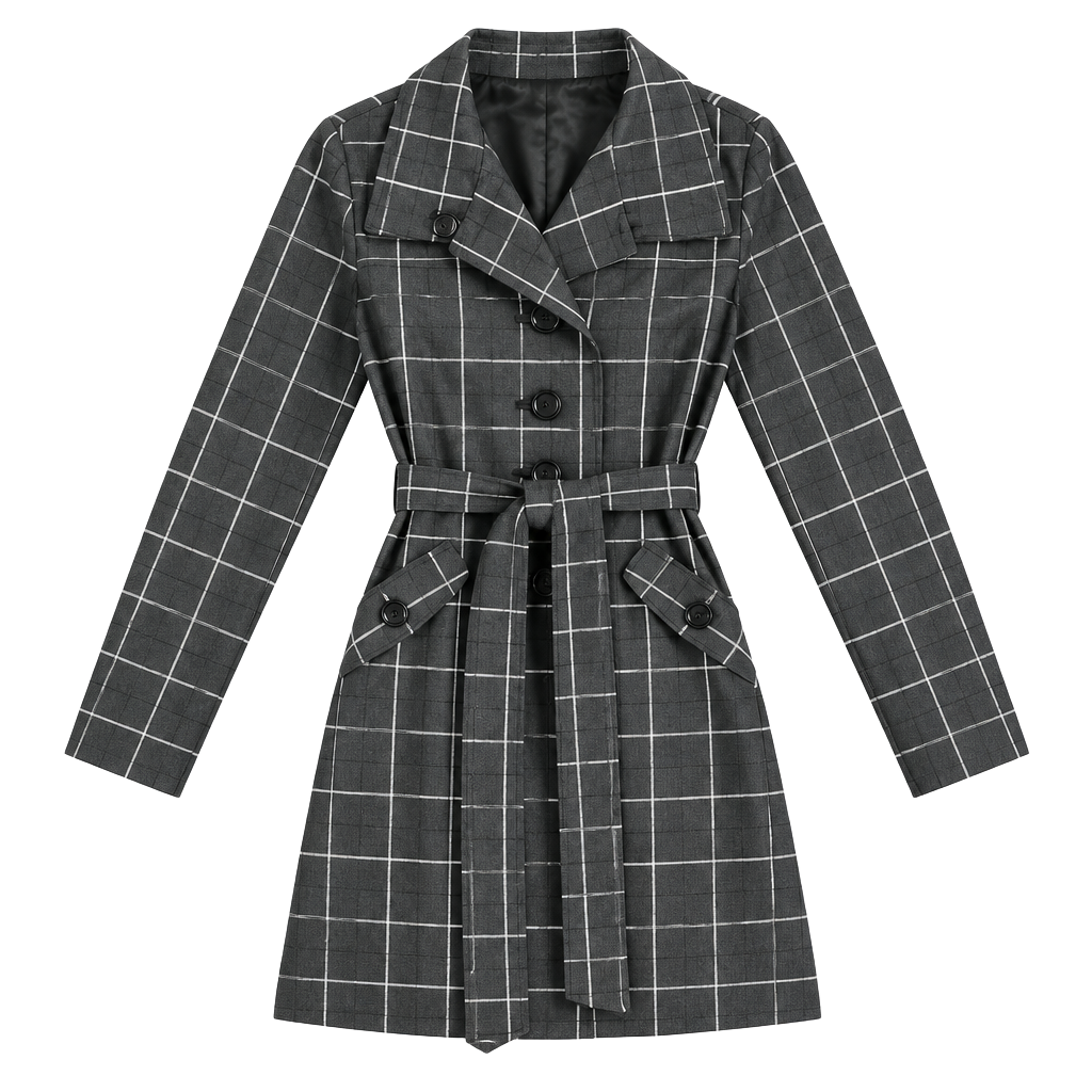 Merona Black Windowpane Single-Breasted Coat 1