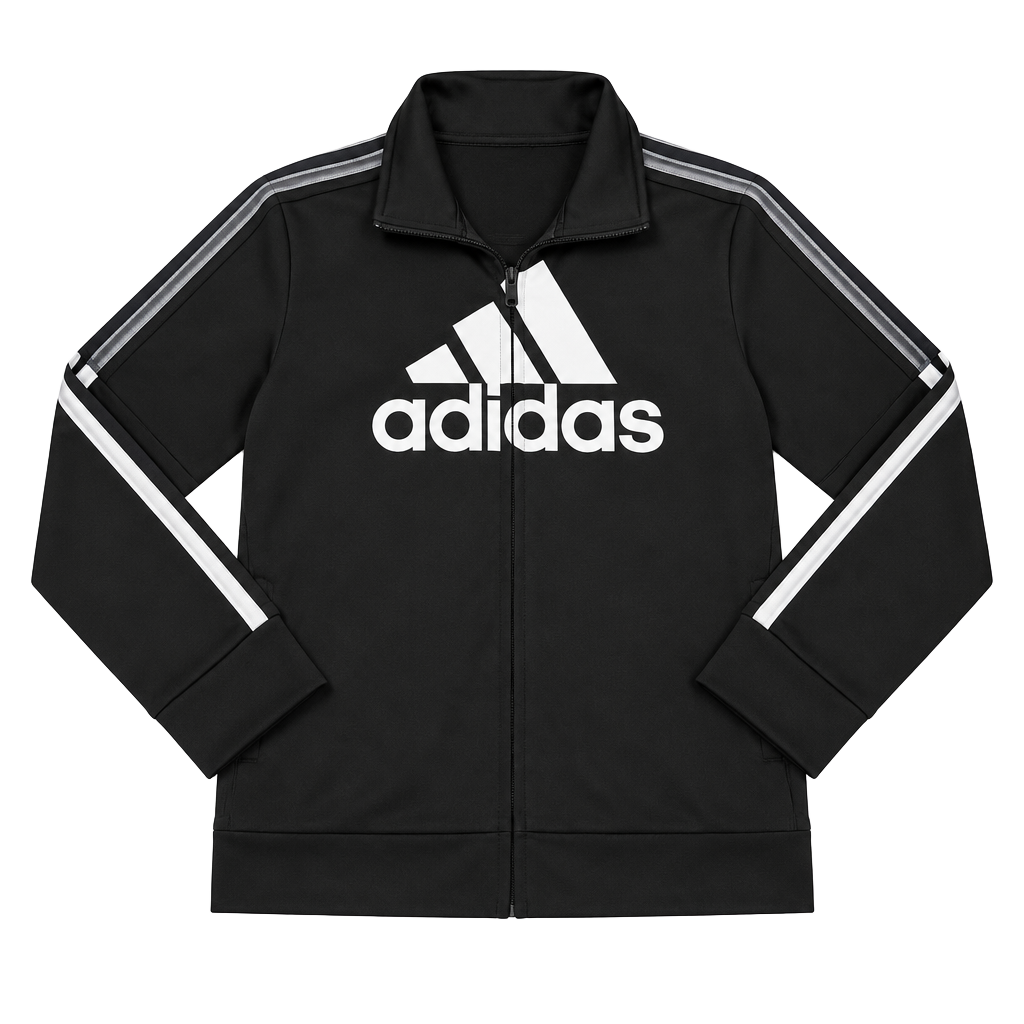 Kids Adidas Track Jacket Size 6 Black White Zip Up Athletic 1