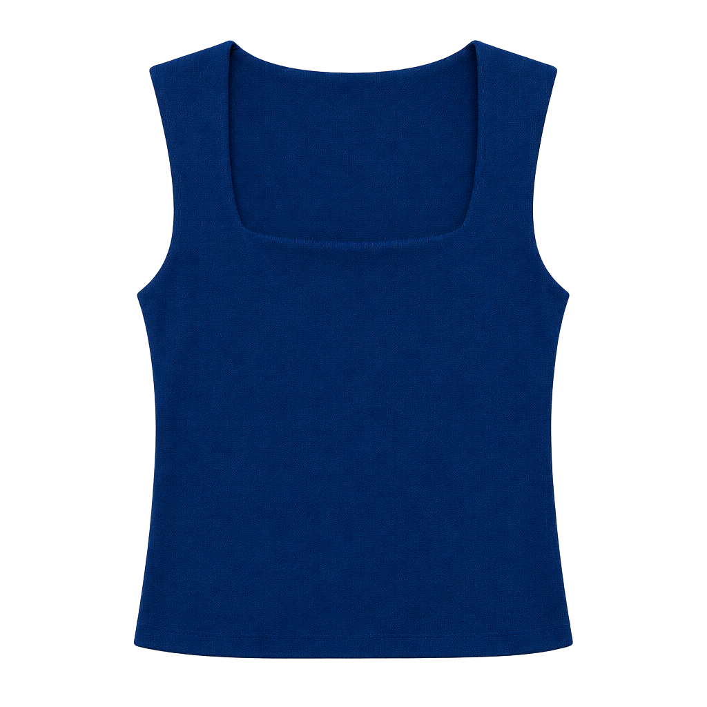 Zenana Tank Top Size S Royal Blue Ribbed Knit Square Neck 1