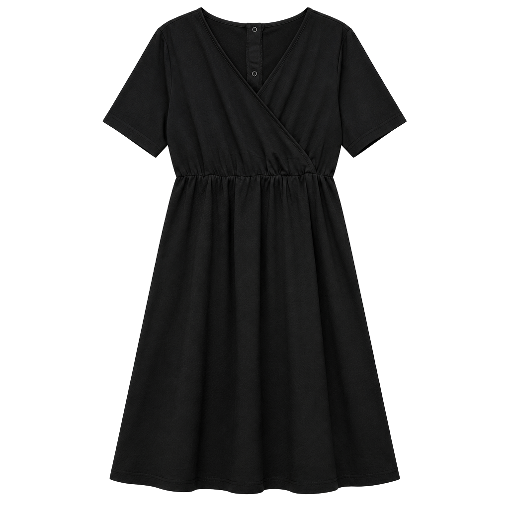 Ekouaer Maternity Nursing Labor Delivery Dress Size M Black 1