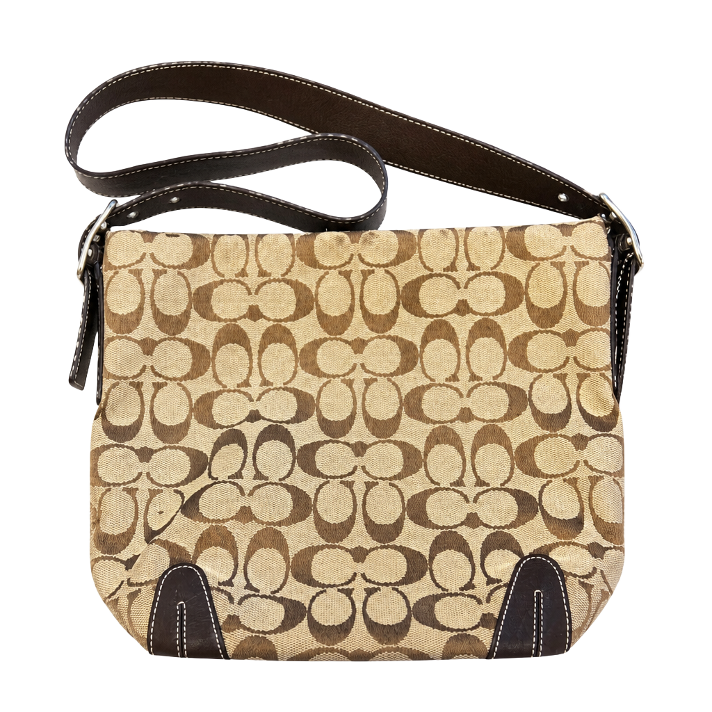 Coach Vintage Signature Canvas Crossbody Bag Brown Tan 6076 1