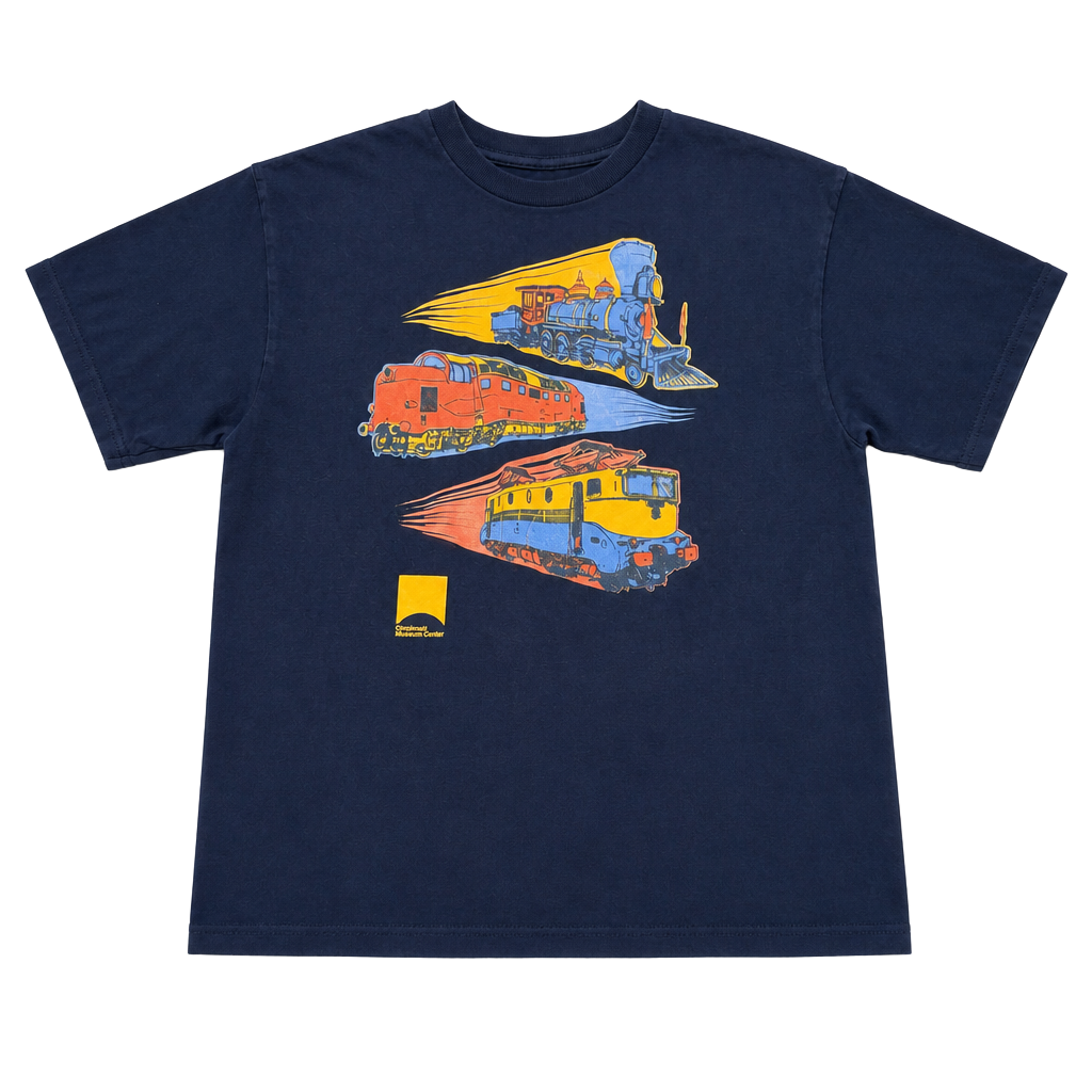 Vintage Cincinnati Museum Center Train Locomotive Graphic T-Shirt 1