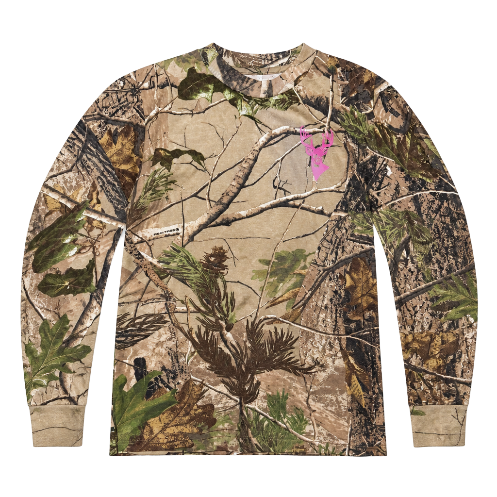 New with Tags Ranger Youth Realtree AP Green Long Sleeve Camo Tee with Pink Woods Life Graphics Size M 8/10 1