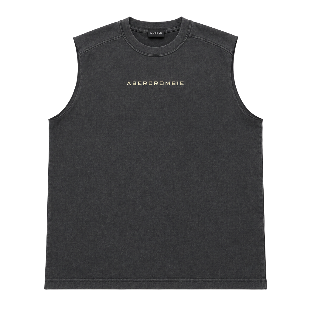 Vintage Abercrombie & Fitch Muscle Gym Issue Sleeveless T-Shirt Navy XL 1
