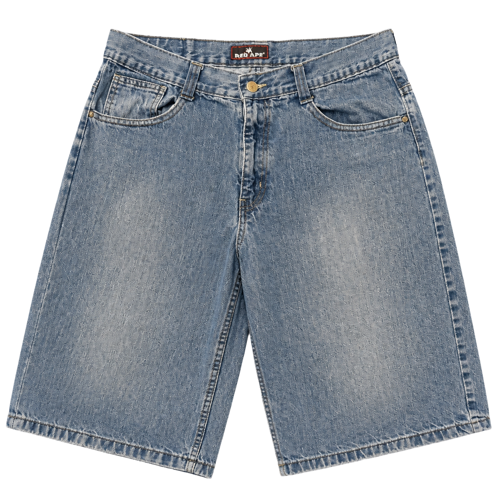 Vintage Red Ape Baggy Denim Jean Shorts Y2K Skater Jorts 1