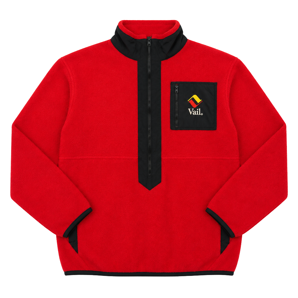 Vintage Sierra Sport Vail China Bowl Red Fleece 1/2 Zip Pullover Unisex Large 1