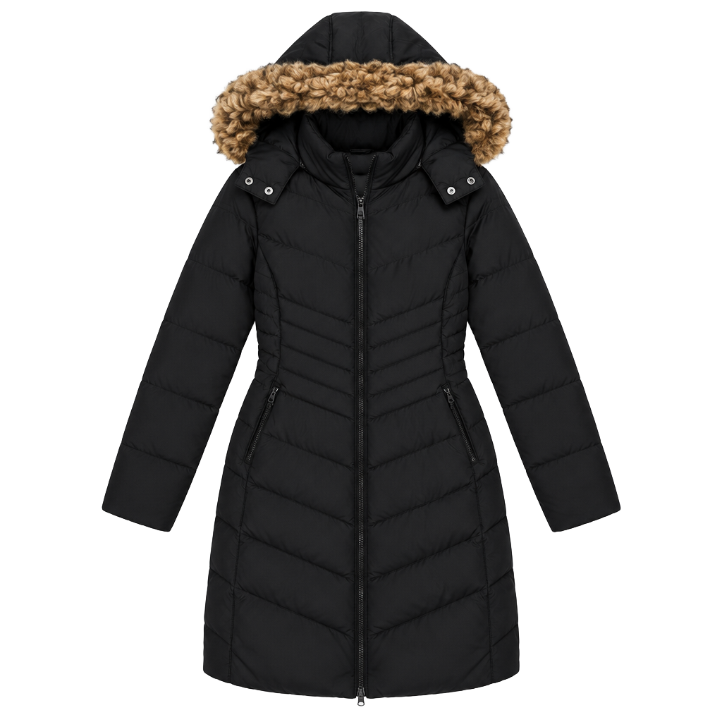 Laundry by Shelli Segal Black Quilted Puffer Jacket with Faux Fur Hood 1