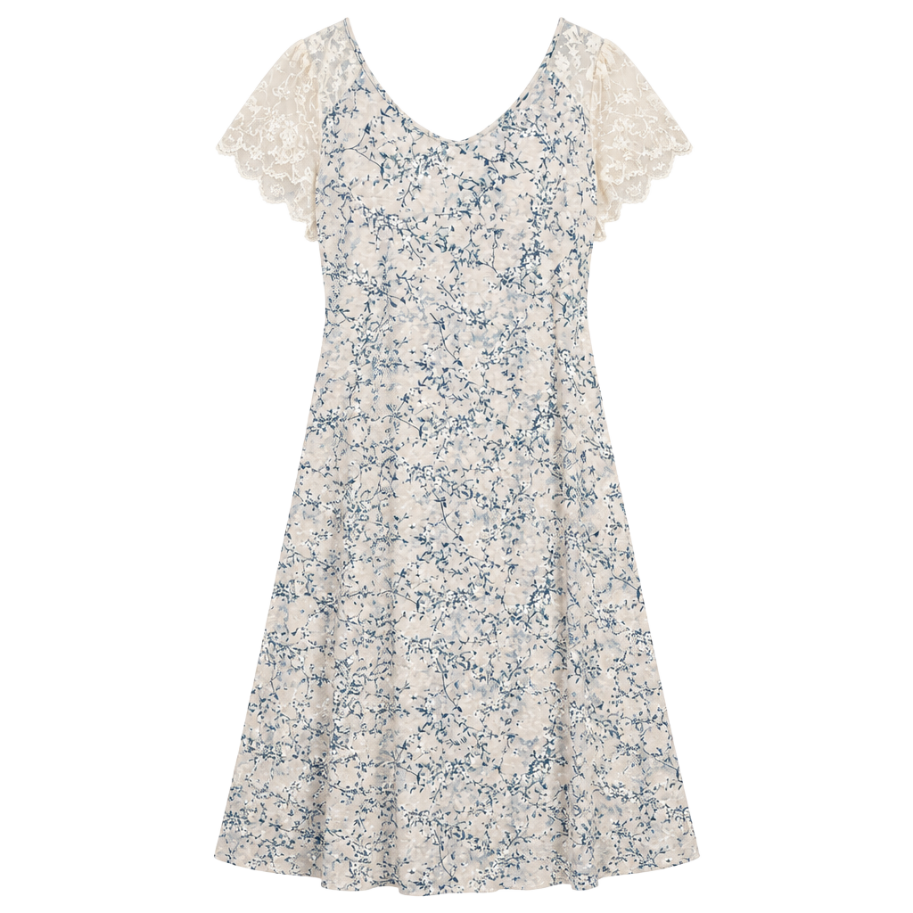 Charter Club Lace-Trim Chemise Nightgown Size L Gray Teal Floral 1