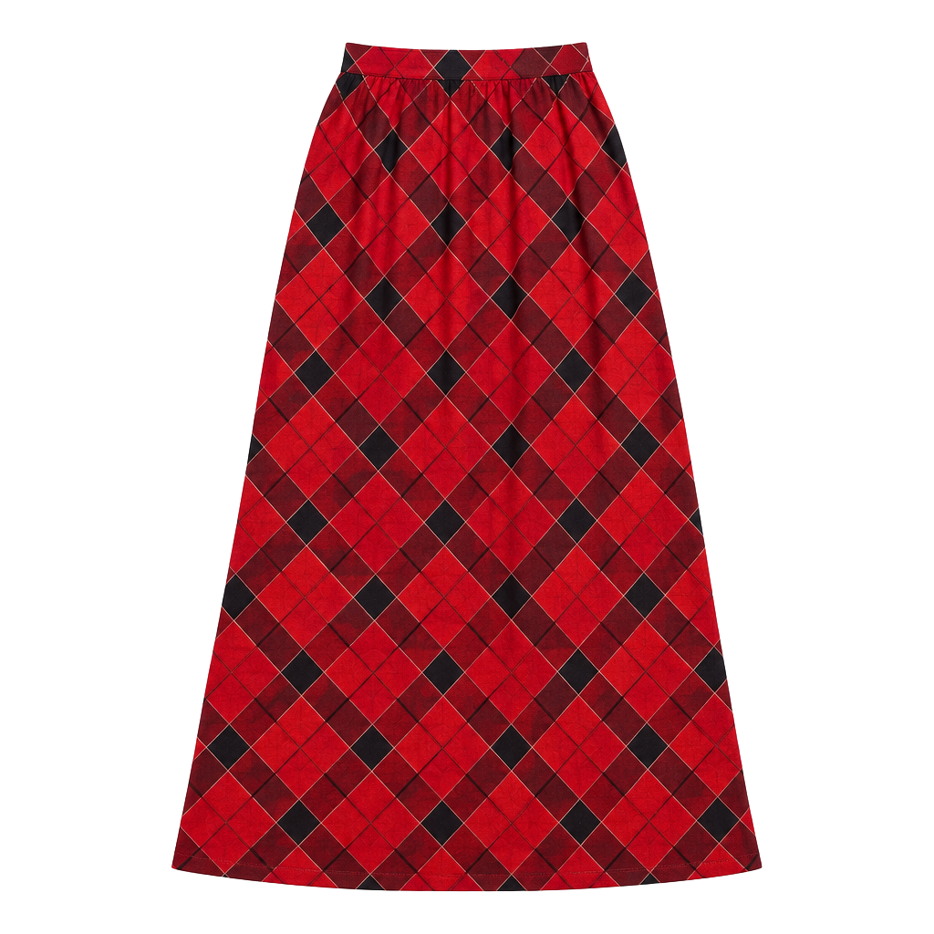 Cathy Daniels Maxi Skirt Red Plaid Tartan 1