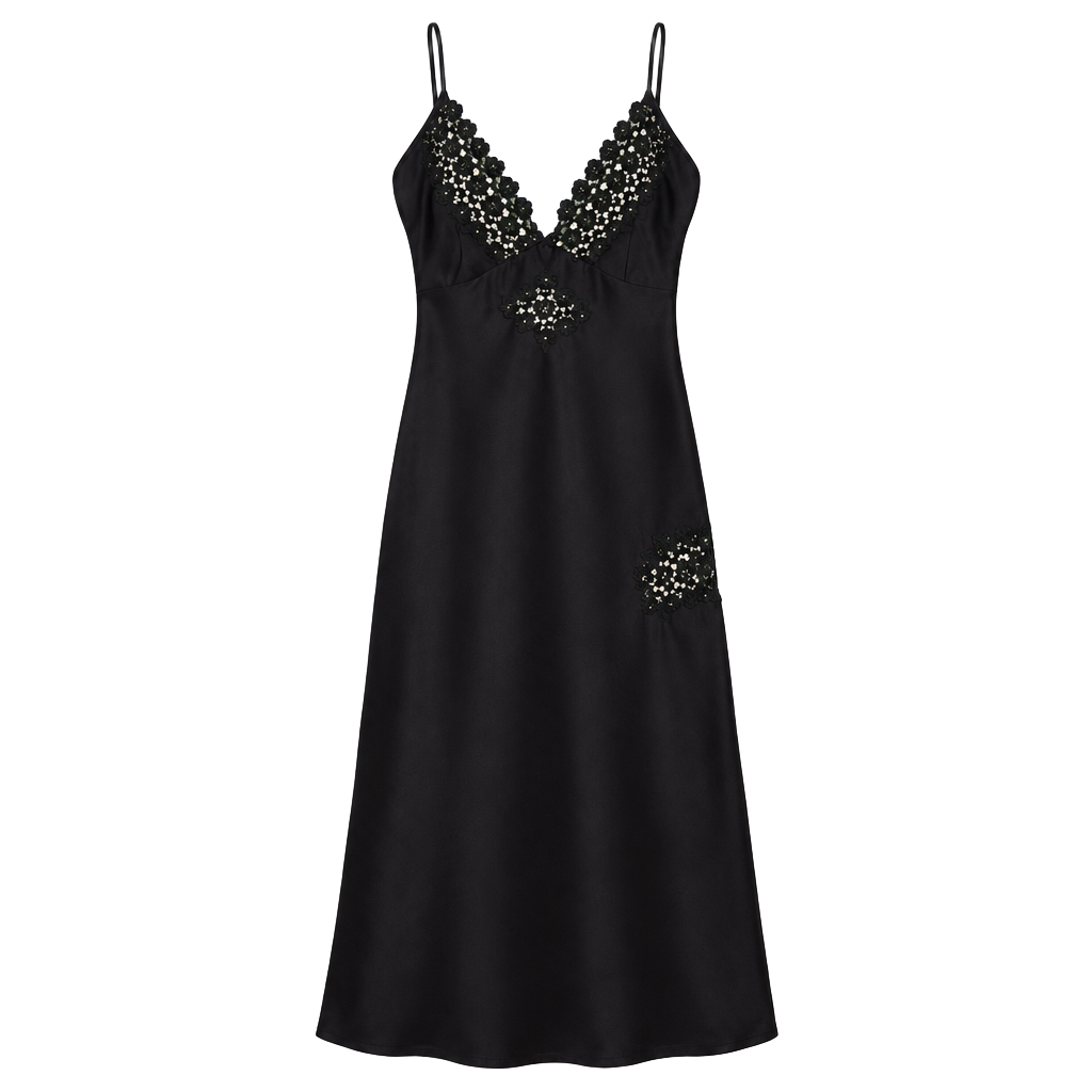 delicates Black Slip Dress Nightgown 1