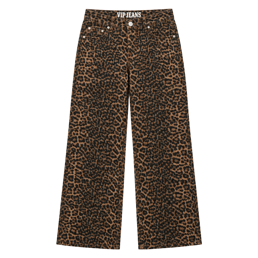 VIP Jeans Leopard Cargo Pants Size 15/16 Brown Cheetah Print 1