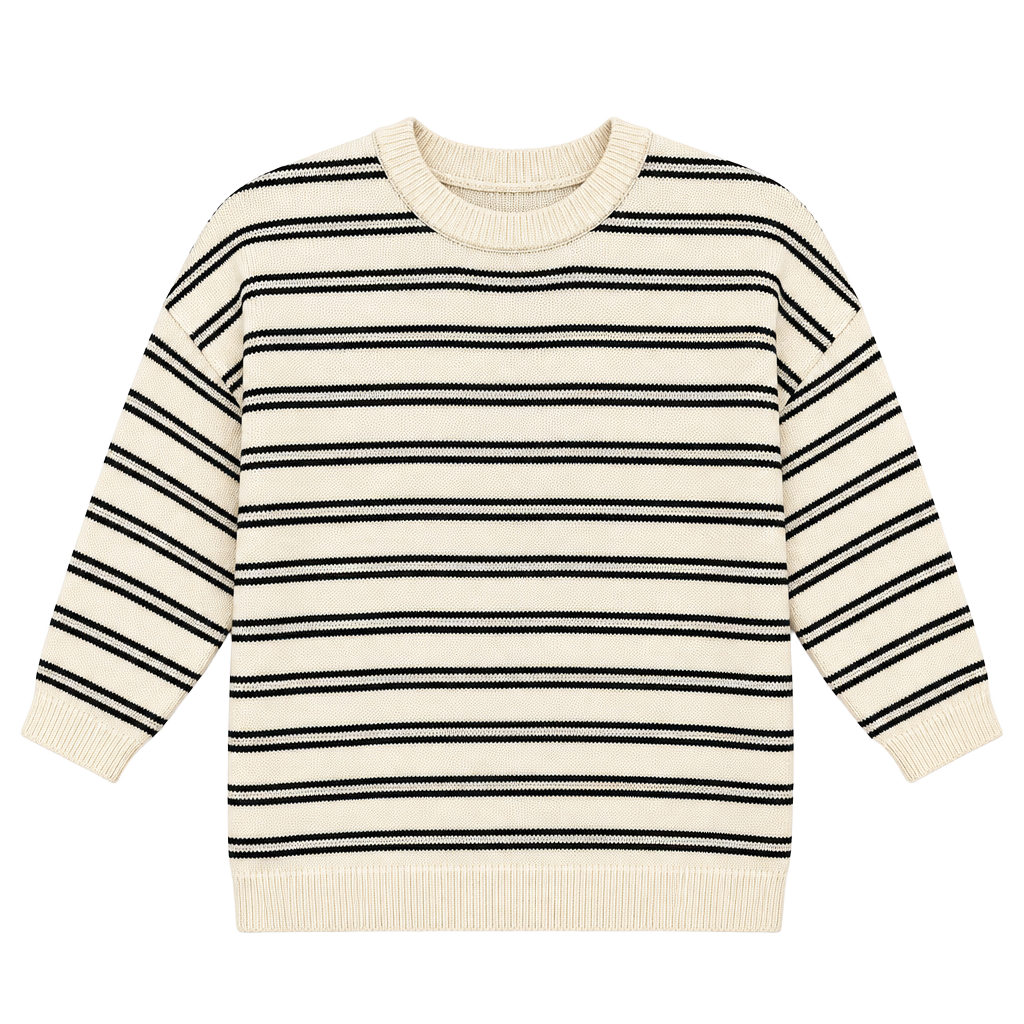 H&M Striped Knit Pullover Sweater Size S White Black 1