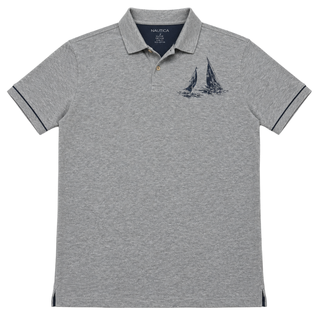 Nautica Sailboat Polo Shirt XXX Large Gray Cotton Graphic 1