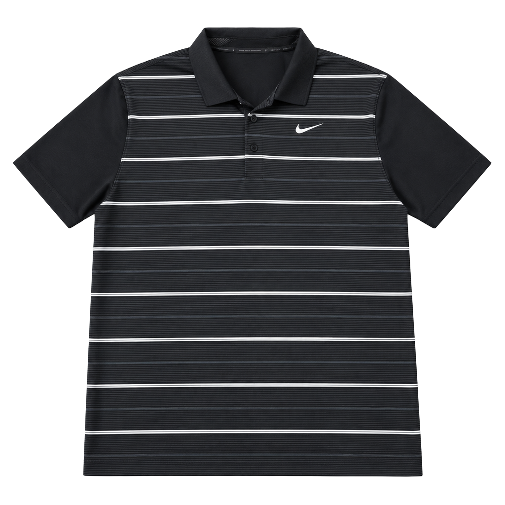 Nike Tiger Woods Collection Dry-Fit Striped Golf Polo Size XL Black Gray White 1