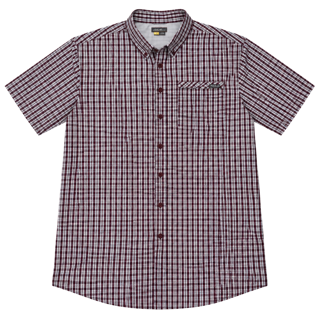 Eddie Bauer Plaid Short Sleeve Shirt Men's TXL Burgundy 1