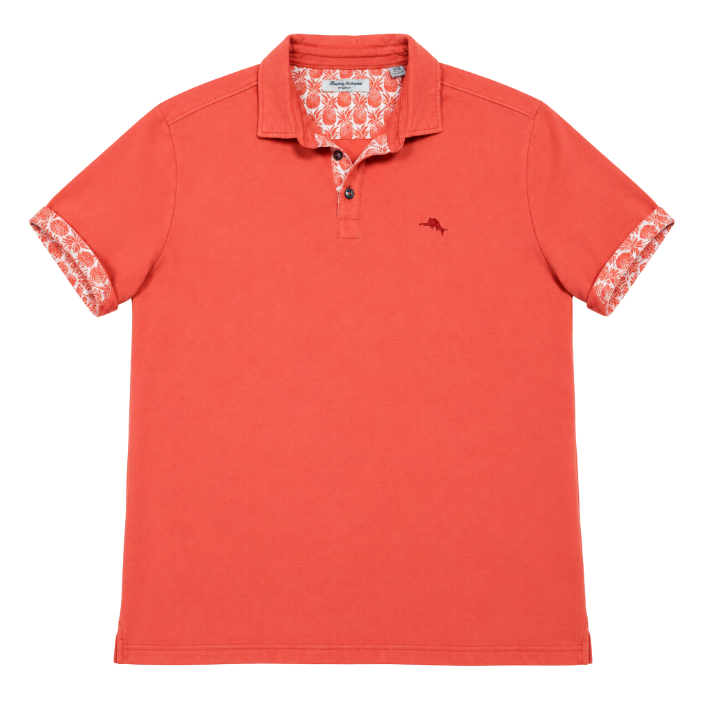 Tommy Bahama IslandZone Polo Shirt Size XL Coral Orange Marlin Accent 1