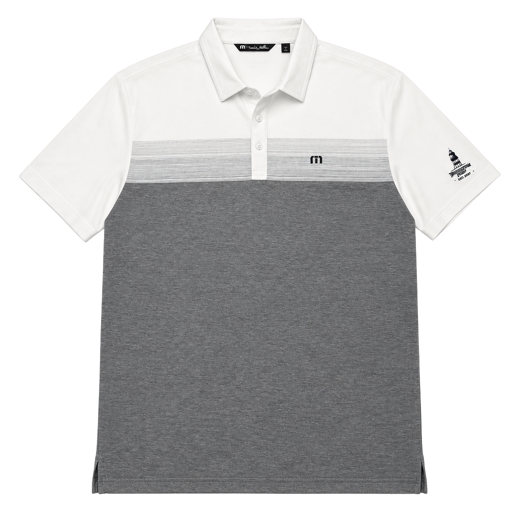 TravisMathew Coastal Chest Stripe Polo Size XL White Gray Golf Shirt 1