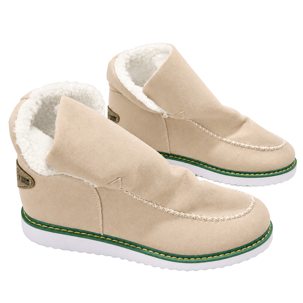 AVSTCFS Ankle Snow Boots Beige Fleece Lined Slip On 1