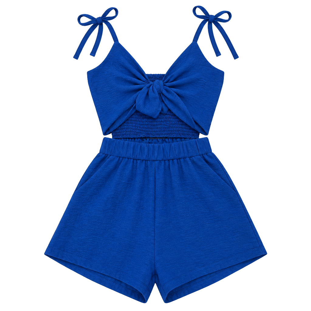 SHEIN Romper Size XS Blue Bowknot Spaghetti Strap Cutout 1