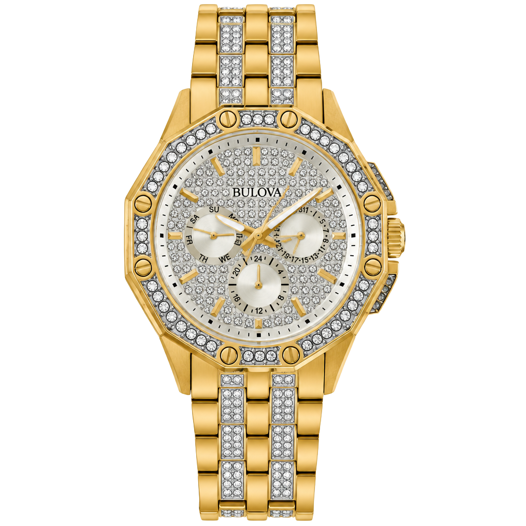 Bulova Octava 98C126 Gold Pavé Crystal Watch 1