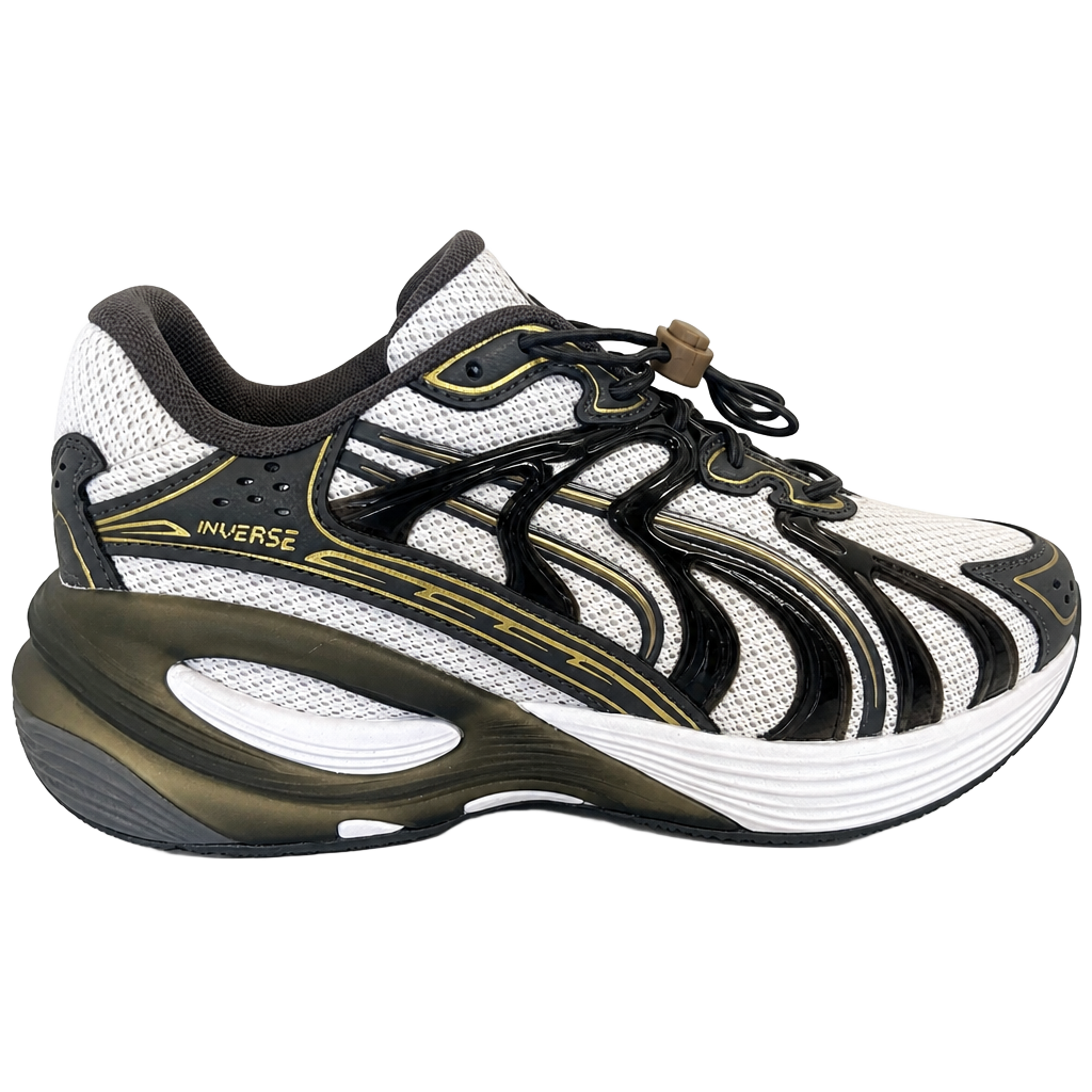 PUMA Inverse Men’s Low Top Lace-Up Athletic Sneakers White/Black/Gold 404240-03 1