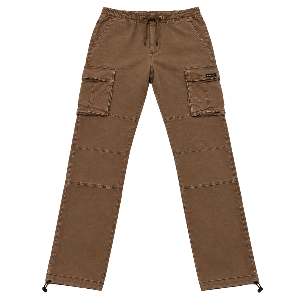 PacSun Slim Cargo Pants Size S Brown Drawstring Cotton Stretch 1