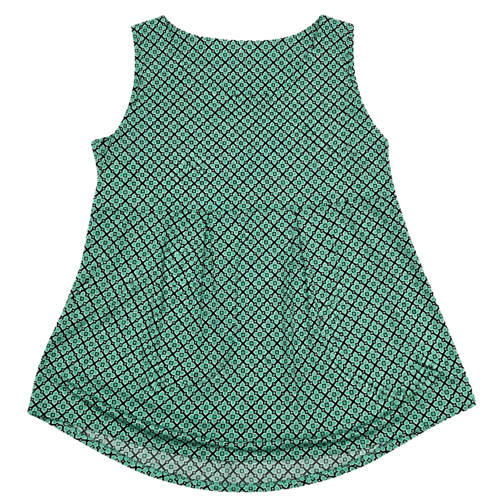 Lands' End Sleeveless Geometric Print Pleated Swing Tank Top 1