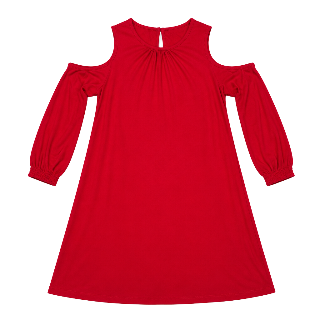 New York & Company Stretch Long Sleeve Cold-Shoulder Red Shift Dress 1