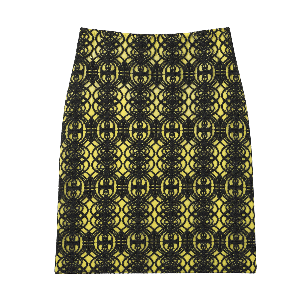 Coldwater Creek Skirt Womens Size 12 Green Black Lace Overlay Pencil Straight 1