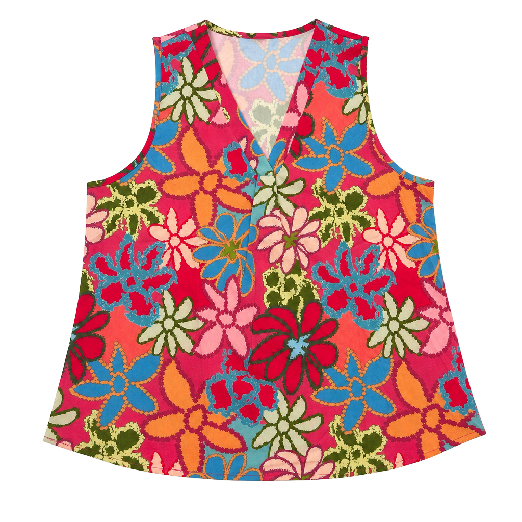 Emery Rose Floral V-Neck Sleeveless Tank Top XL 1