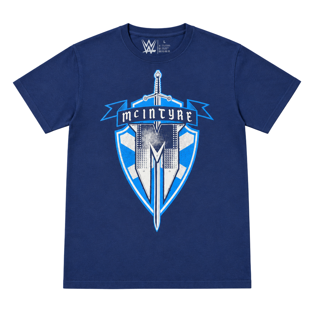 WWE Drew McIntyre T-Shirt Size S Blue Claymore Country 1