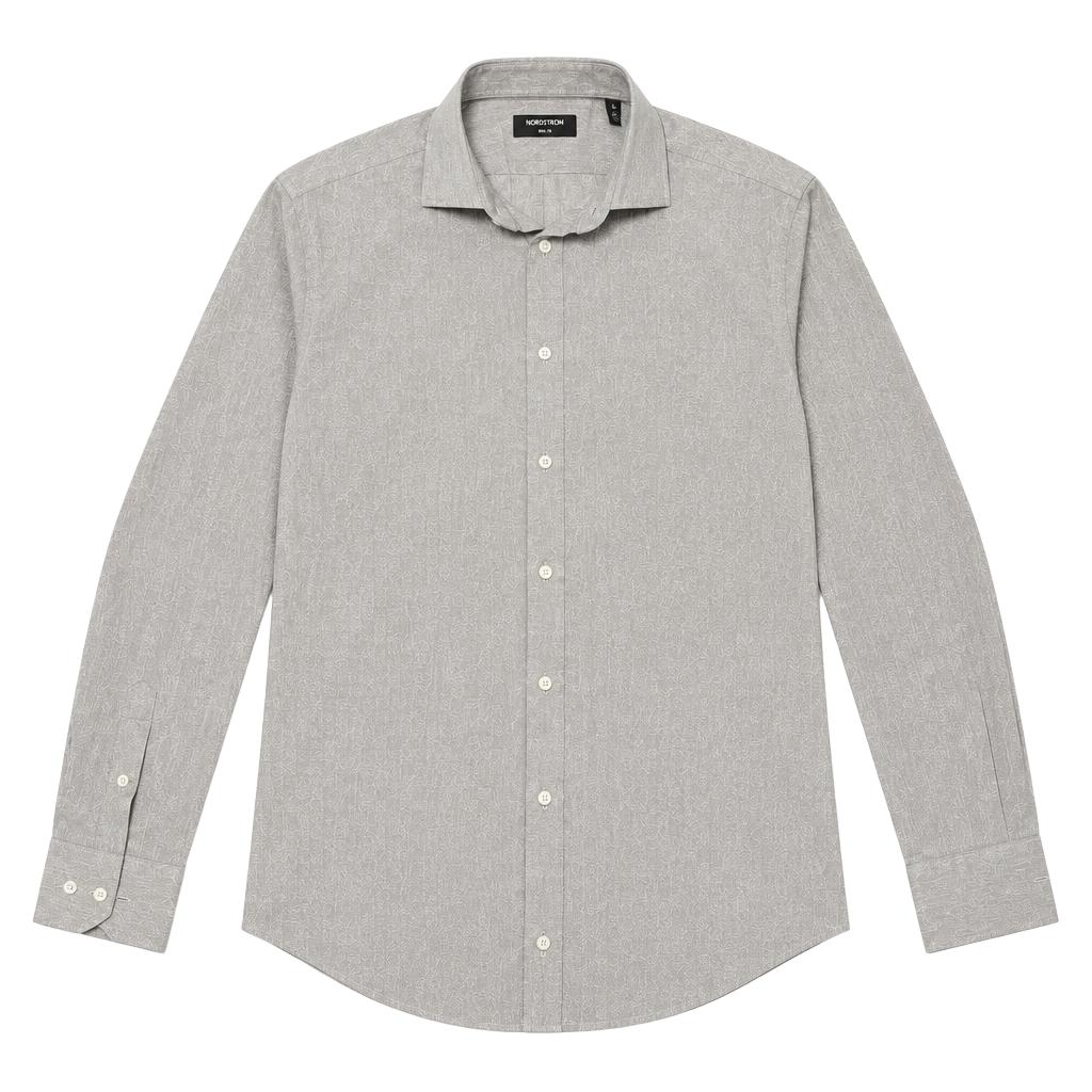 Nordstrom Trim Fit Dress Shirt Size 15.5 Gray Long Sleeve 1