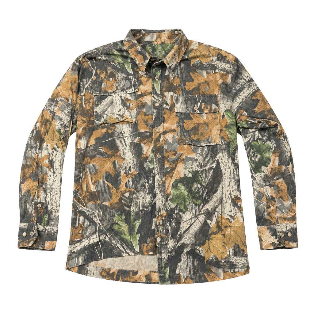 Merrill & Forbes Ranger Camo Button Up Shirt Tree Bark Hunting 1