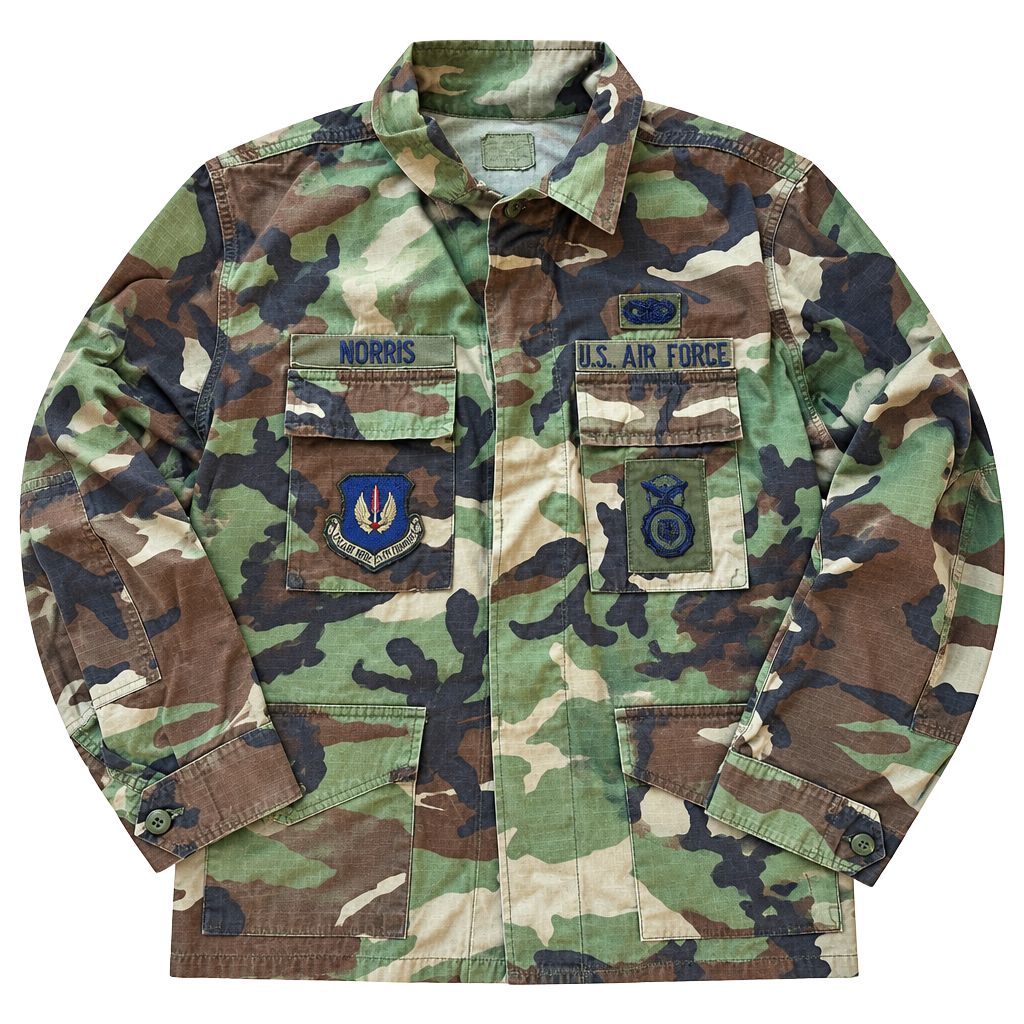 US Military US Air Force Woodland Camo BDU Jacket Size Medium Regular 1