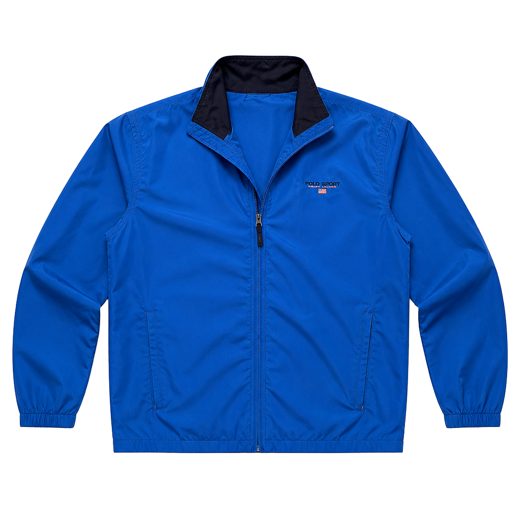 Vintage Polo Sport Ralph Lauren Blue Full Zip Windbreaker Jacket XL 1
