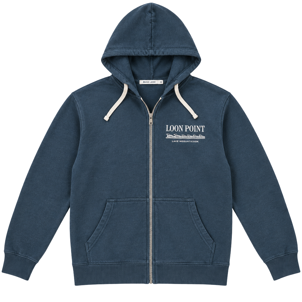 Marine Layer Zip Hoodie Size M Loon Point Lake Megunticook 1